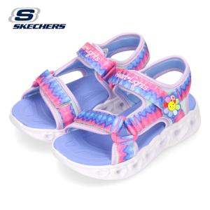 スケッチャーズ キッズ 光る靴 サンダル 女の子 ラベンダー ベルクロ ハート ライツ サンダル ミス バイブラント SKECHERS 302675L｜washington