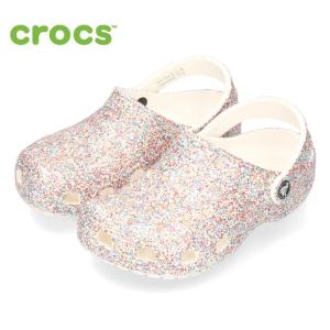 クロックス サンダル キッズ crocs 女の子 ラメ きらきら 白 クラシック スプリンクル グリッター クロッグ CLASSIC 208574 マルチ 軽量 子供靴｜washington