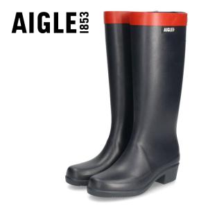 エーグル レディース レインブーツ 長靴 AIGLE 滑らない ミリカ ラバーブーツ マリン ブラック 黒 ラバーブーツ ロング丈 防水 ZZFNB6