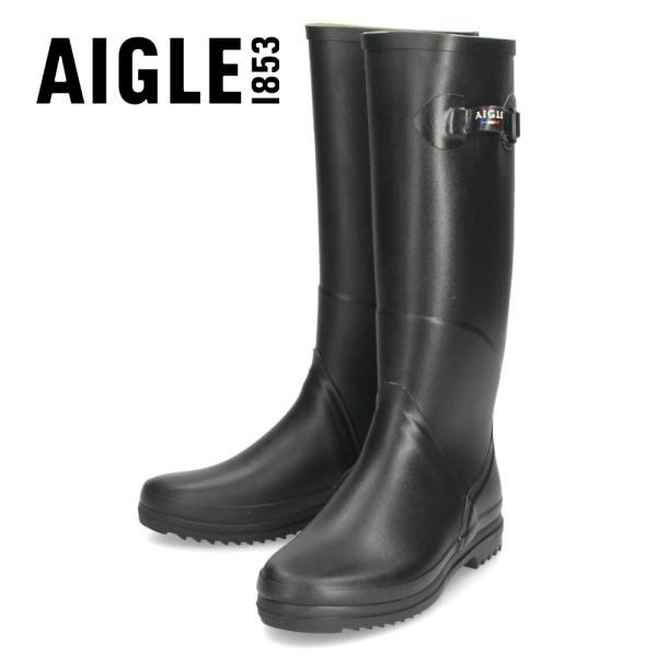 エーグル レディース レインブーツ 長靴 AIGLE ロングブーツ ラバーブーツ 天然ゴム 黒 ブラ...