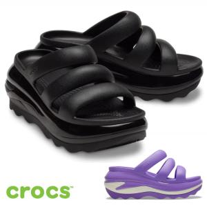 クロックス サンダル 厚底 レディース crocs ブラック 黒 ギャラクシー パープル メガ クラッシュ トリプル ストラップ 209842  履きやすい ふわふわストラップ｜Parade ワシントン靴店