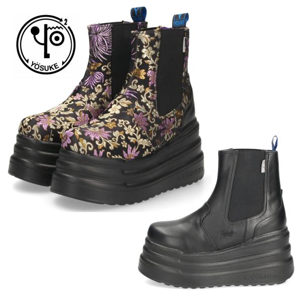 ブーツ レディース 厚底 3E ゆったり 幅広 サイドゴア ヨースケ YOSUKE 2710026 ...