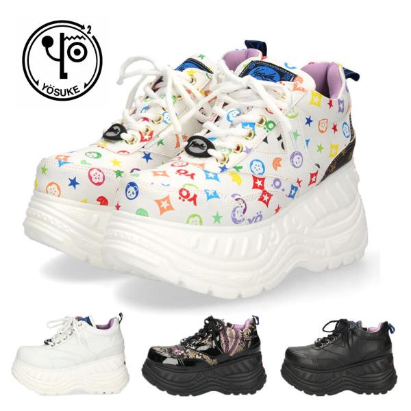 ヨースケ 厚底スニーカー レディース YOSUKE 4460003 レースアップ カジュアル ジッパ...