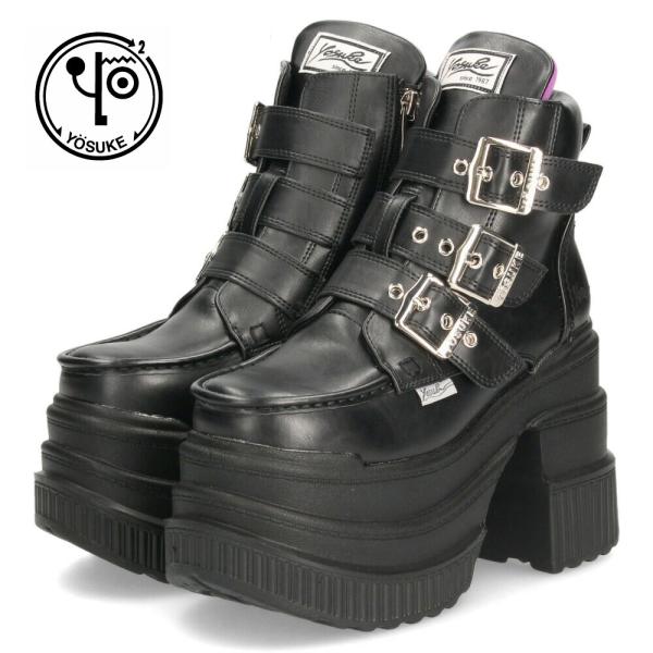 ブーツ レディース 厚底ショートブーツ ヨースケ YOSUKE 4460051 ブラック 靴  3E...
