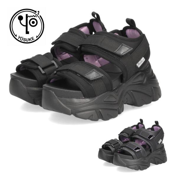 ヨースケ 厚底サンダル レディース 4460022 YOSUKE 靴 サンダルスニーカー 黒 3E ...