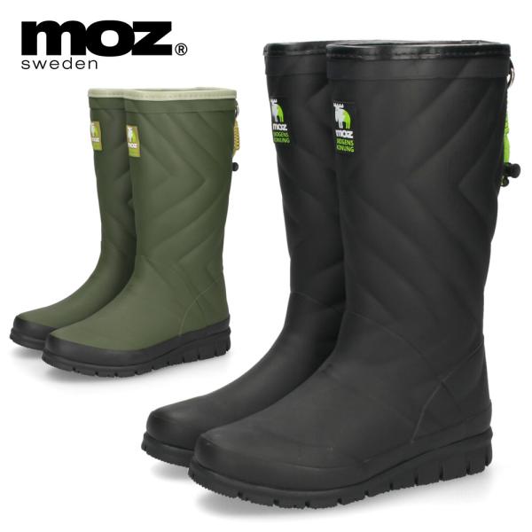 moz モズ レディース レインブーツ 歩きやすい 長靴 防水 レインシューズ 黒 ブラック カーキ...