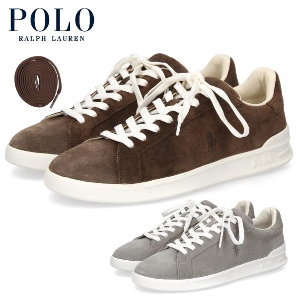 ポロ ラルフローレン スニーカー メンズ レザー 本革 ローカット ブラウン グレー POLO RA...