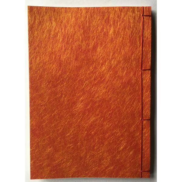 罫線入り和綴じ帖　A6判（縦書き５行罫線・奉書紙） 光輝紙　朱色