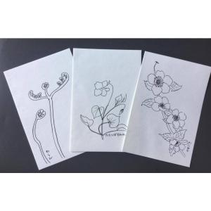 大人の塗り絵はがき　万葉の野の花　線画ハガキ　春3枚