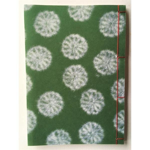 罫線入り和綴じ帖　A6判（縦書き５行罫線・奉書紙）漉き模様和紙　小菊 松葉色