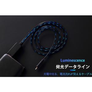 2023年新発売 光る急速充電とデータ転送ケーブル イルミネーションライン 1M 充電量が一目で分かる 青色LED使用   Micro USB、Apple、type-c 対応｜washodo