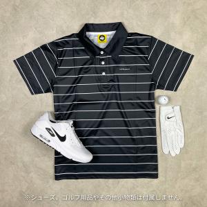 【SALE 45％OFF】WG ゴルフ ボーダー ポロシャツ "Golf life goes on" ブラック 0300046｜wasistockts