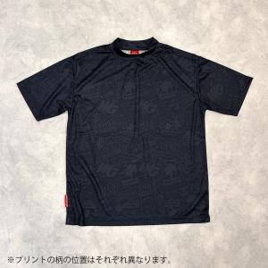 WG ゴルフ モックネック Tシャツ ”Doodle Pattern” ブラック 速乾　1000023