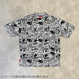 WG ゴルフ モックネック Tシャツ ”Doodle Pattern” ホワイト 速乾　1000024｜wasistockts