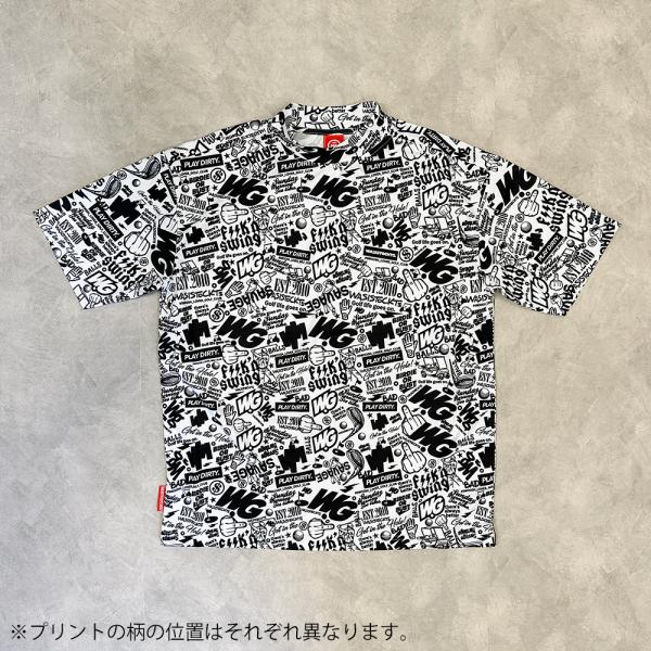 WG ゴルフ モックネック Tシャツ ”Doodle Pattern” ブラック 速乾　100002...
