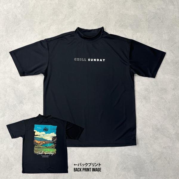 【SALE 56%OFF】WG ゴルフ モックネック Tシャツ ”CHILL SUNDAY” ブラッ...