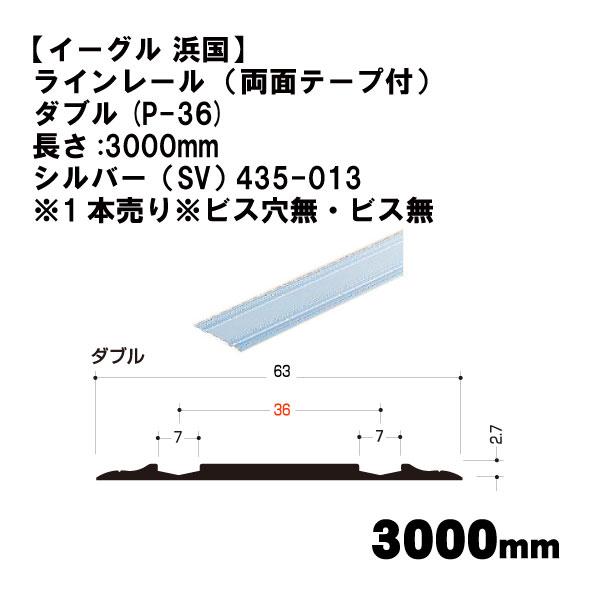 【イーグル 浜国】ラインレール  （両面テープ付） ダブル(P-36)長さ:3000mm シルバー（...