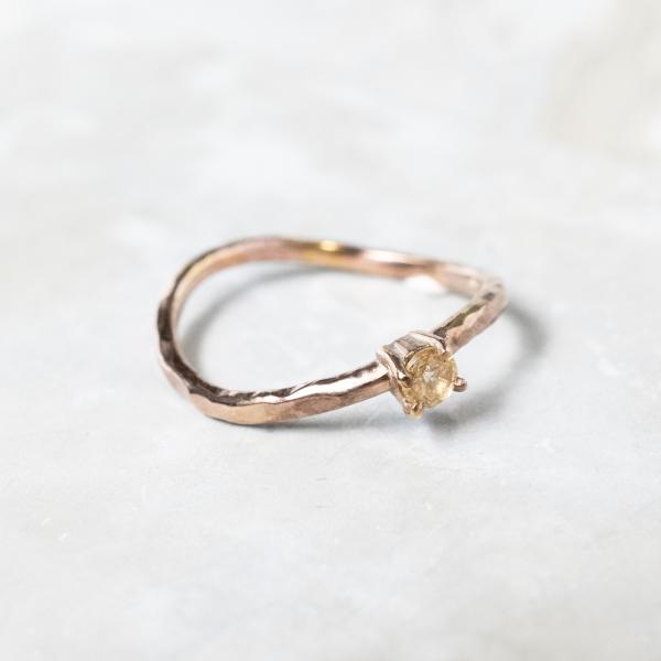 インペリアルトパーズ ラウンド3mm PGPピンクゴールドウェーブプレーンリング 1.5mm幅 槌目...