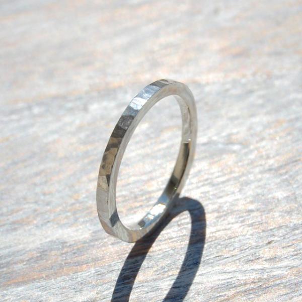 シルバーフラットリング 1.8mm幅 鎚目 3号〜27号｜WKS FLAT RING 1.8 sv ...