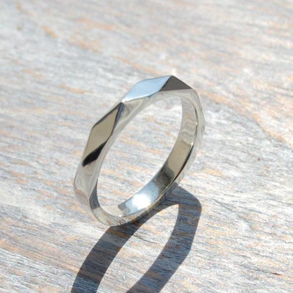 シルバーファセットリング 2.8mm幅 鏡面 5号〜23号｜WKS FACET RING 2.8 s...