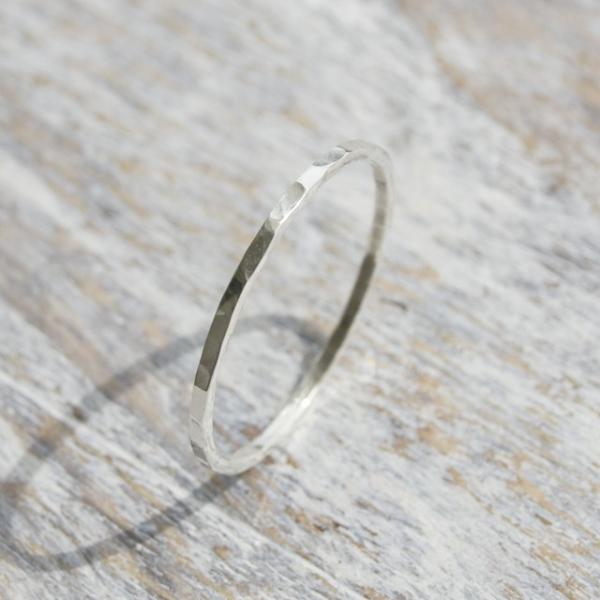 シルバーフラットリング 1.0mm幅 鎚目 3号〜27号｜WKS FLAT RING 1.0 sv ...
