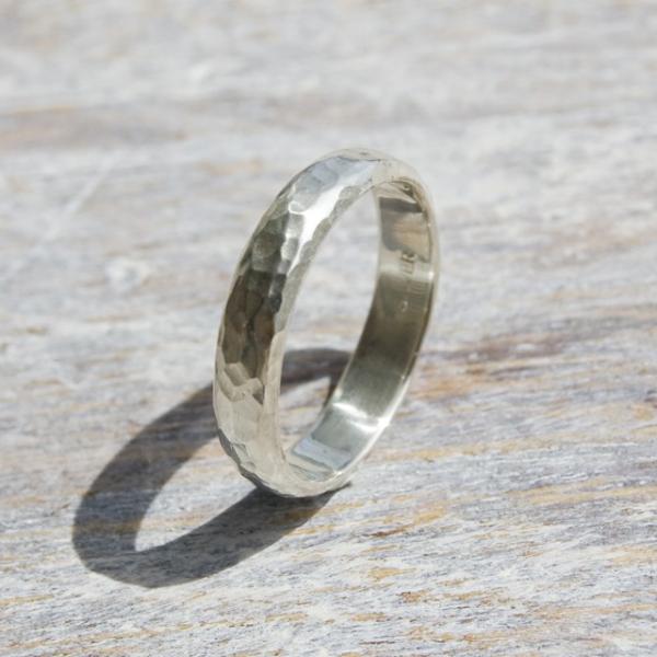 シルバープレーンリング 4.0mm幅 槌目 3号〜27号｜WKS PLANE RING 4.0 sv...