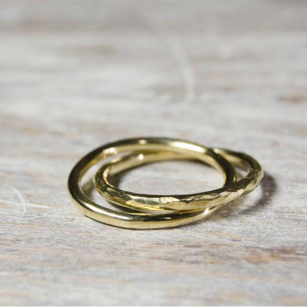 真鍮2連プレーンリング 2.0mm幅 鏡面×2.0mm幅 槌目 3号〜24号｜WKS DOUBLE ...
