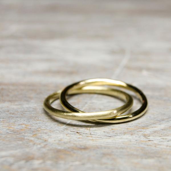 真鍮2連プレーンリング 2.0mm幅 鏡面×2.0mm幅 つや消し 3号〜24号｜WKS DOUBL...