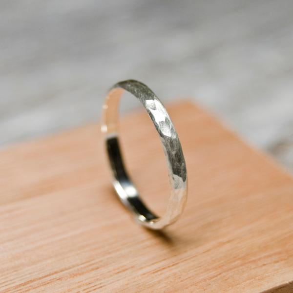 シルバープレーンリング 2.5mm幅 つや消し槌目 3号〜27号｜WKS PLANE RING 2....