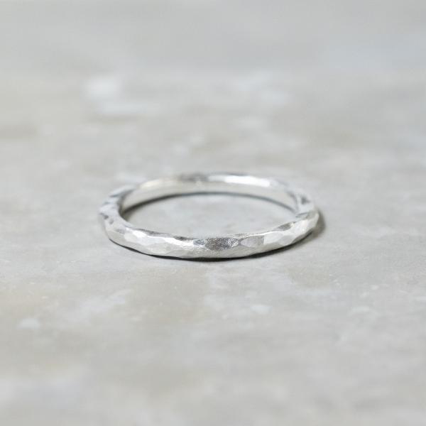 シルバープレーンリング 2.0mm幅 つや消し槌目 3号〜27号｜WKS PLANE RING 2....