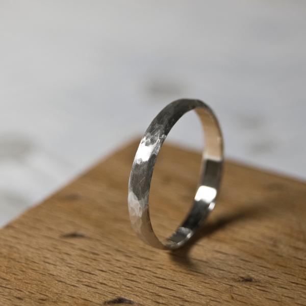 シルバープレーンリング 3.0mm幅 つや消し槌目 3号〜27号｜WKS PLANE RING 3....