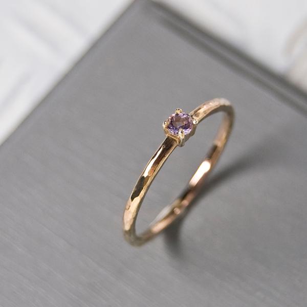 ピンクアメジスト ラウンド3mm PGPプレーンリング 1.5mm幅 槌目 3号〜21号｜W.K.W...