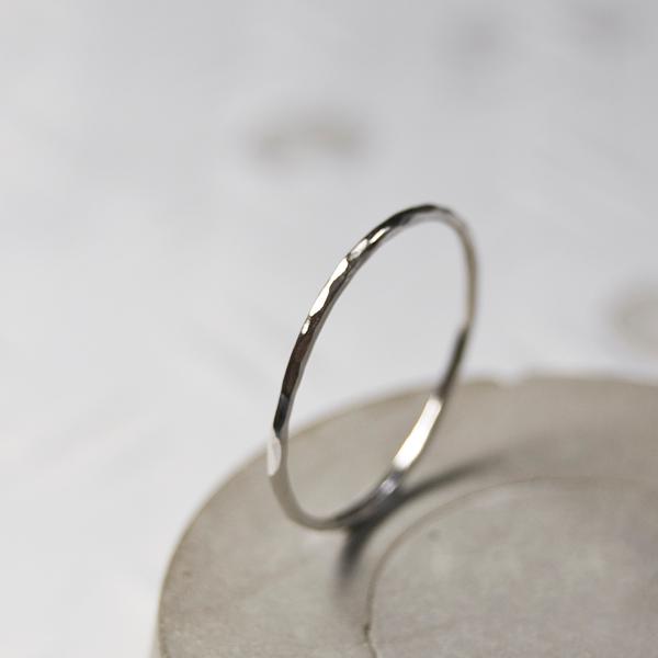 PT900プラチナプレーンリング 1.0mm幅 槌目 3号〜27号｜WKS PLANE RING 1...