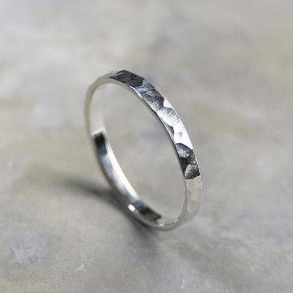 シルバーシンフラットリング 2.5mm幅 槌目 3号〜27号｜WKH THIN FLAT RING ...