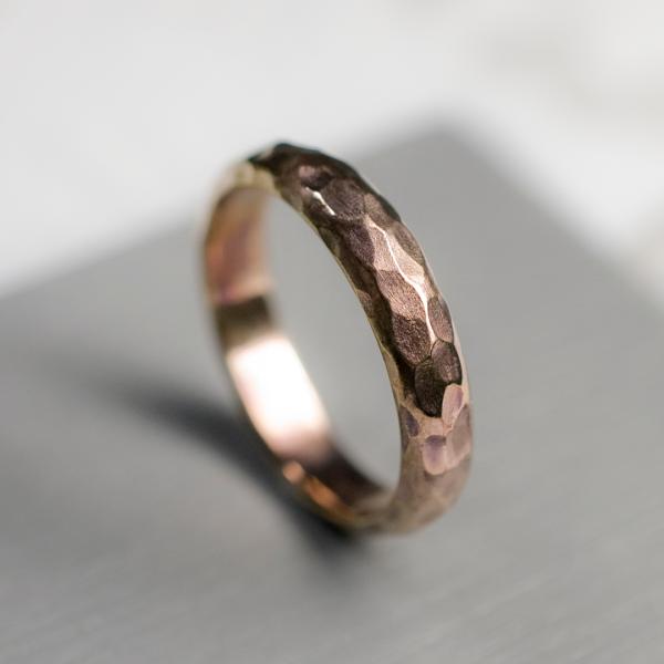 PGPピンクゴールドプレーンリング 4.0mm幅 槌目 3号〜27号｜WKH PGP PLAIN R...