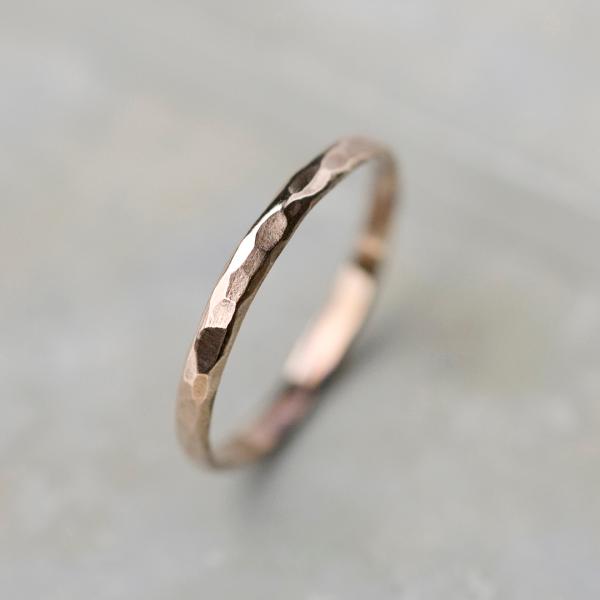 PGPピンクゴールドドームプレーンリング 2.0mm幅 槌目 3号〜27号｜WKH PGP DOME...