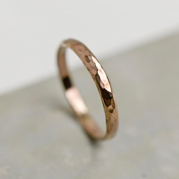 PGPピンクゴールドドームプレーンリング 2.5mm幅 槌目 3号〜27号｜WKH PGP DOME...