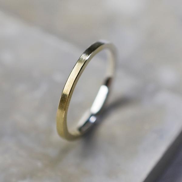 シルバー×真鍮バイカラーハーフフラットリング 1.5mm幅 つや消し 3号〜27号｜WKH SV×B...