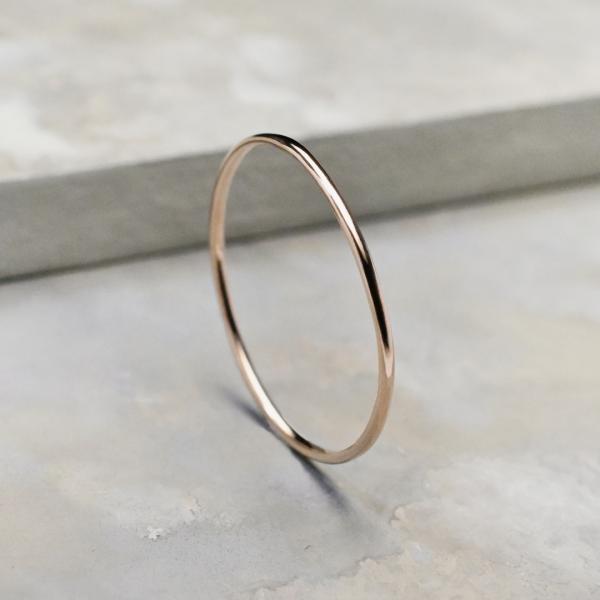 K18PGピンクゴールドプレーンリング 0.8mm幅 鏡面 3号〜27号｜WKH PLAIN RIN...