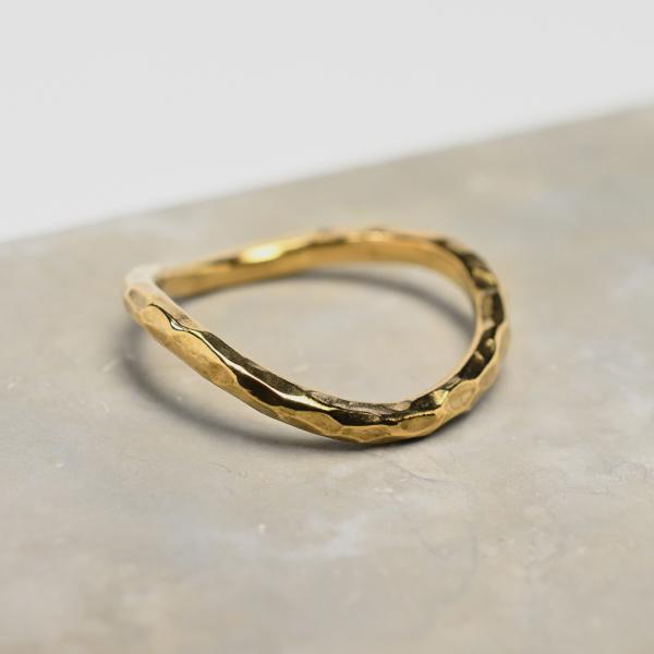 K18GPゴールドウェーブプレーンリング 2.0mm幅 槌目 3号〜27号｜WKH K18GP WA...