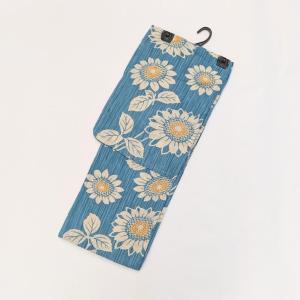 【綿麻】浴衣 単品 緑 ターコイズ ひまわり フ...の商品画像