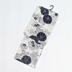 浴衣 単品 白 生成り 紺 菊 フリーサイズ レ...の商品画像