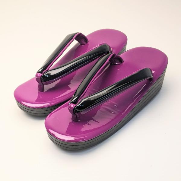 和装 ウレタン 草履 単品 エナメル 紫 黒 S/M/L/LL/3L w50-4