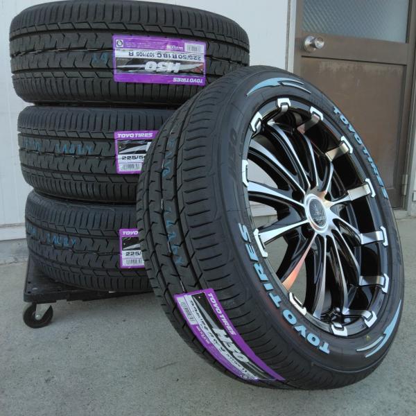 200系ハイエース タイヤホイールセット New TOYO H30 225/50R18 ホワイトレタ...