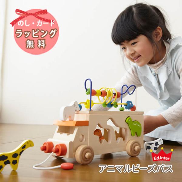 エドインター アニマルビーズバス 型はめ パズル 3歳 4歳 男 女 木 おもちゃ 誕生日 プレゼン...