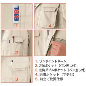 春夏用作業服 作業着 製品制電長袖シャツ(春夏...の詳細画像2