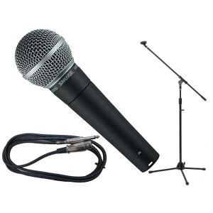 SHURE(シュア) SM58-LCE 三脚マイクスタンドSET（フォーン-XLR） ◆ ブーム/ストレート両対応のマイクスタンドと5mのマイクケーブル のセット