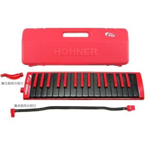 HOHNER ファイヤー メロディカ 鍵盤ハーモニカ 32鍵 レッド ブラック 黒鍵盤 楽器 本体 ケース ホース セット Fire Melodica RED　北海道 沖縄 離島不可｜watanabegakki