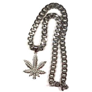 マリファナネックレス シルバー 60cm 大麻 ガンジャ ヒップ ホップ HipHop 喜平 ラッパー メンズ アクセサリー｜watanabesyoji