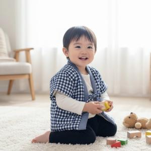 日本製 久留米織 子供用 半纏 ギンガムチェッ...の詳細画像3